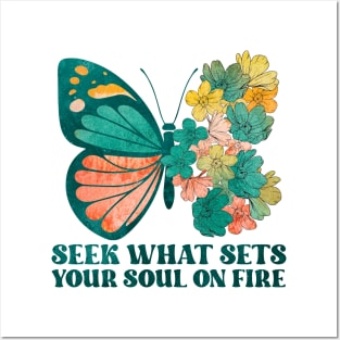 Soul on Fire butterfly flowers Posters and Art